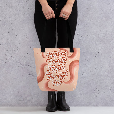 Healing Energy Flows Through Me Tote Bag, canvas tote bag, photo 6