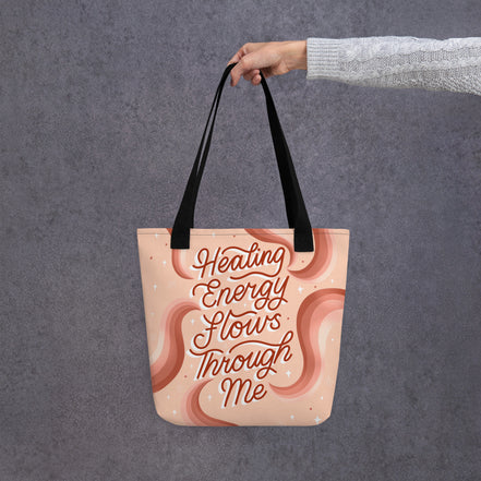 Healing Energy Flows Through Me Tote Bag, canvas tote bag, photo 7