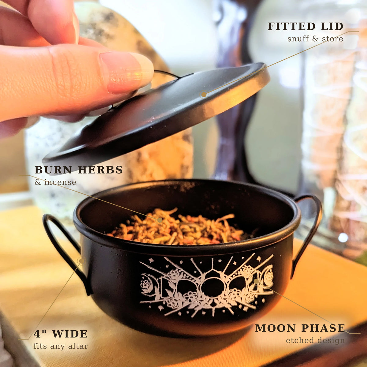 Mini Travel Cauldron with Lid – Portable Incense Burner