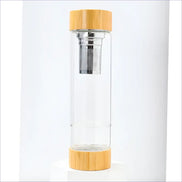 Crystal Infuser Water Bottle – Glass Elixir Bottle - Bamboo Tea Infuser