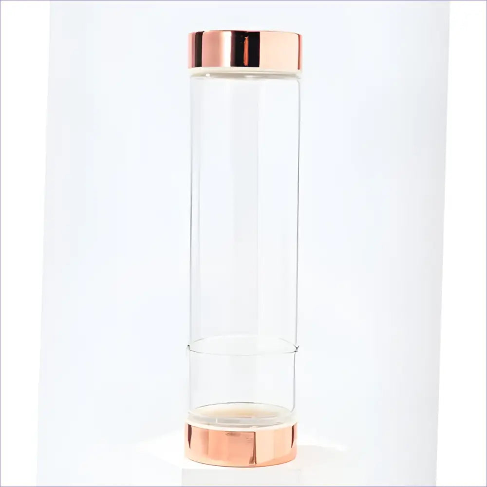 Crystal Infuser Water Bottle – Glass Elixir Bottle - Rose Gold Basic Bottle B