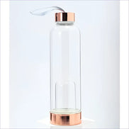 Crystal Infuser Water Bottle – Glass Elixir Bottle - Rose Gold Crystal Chamber
