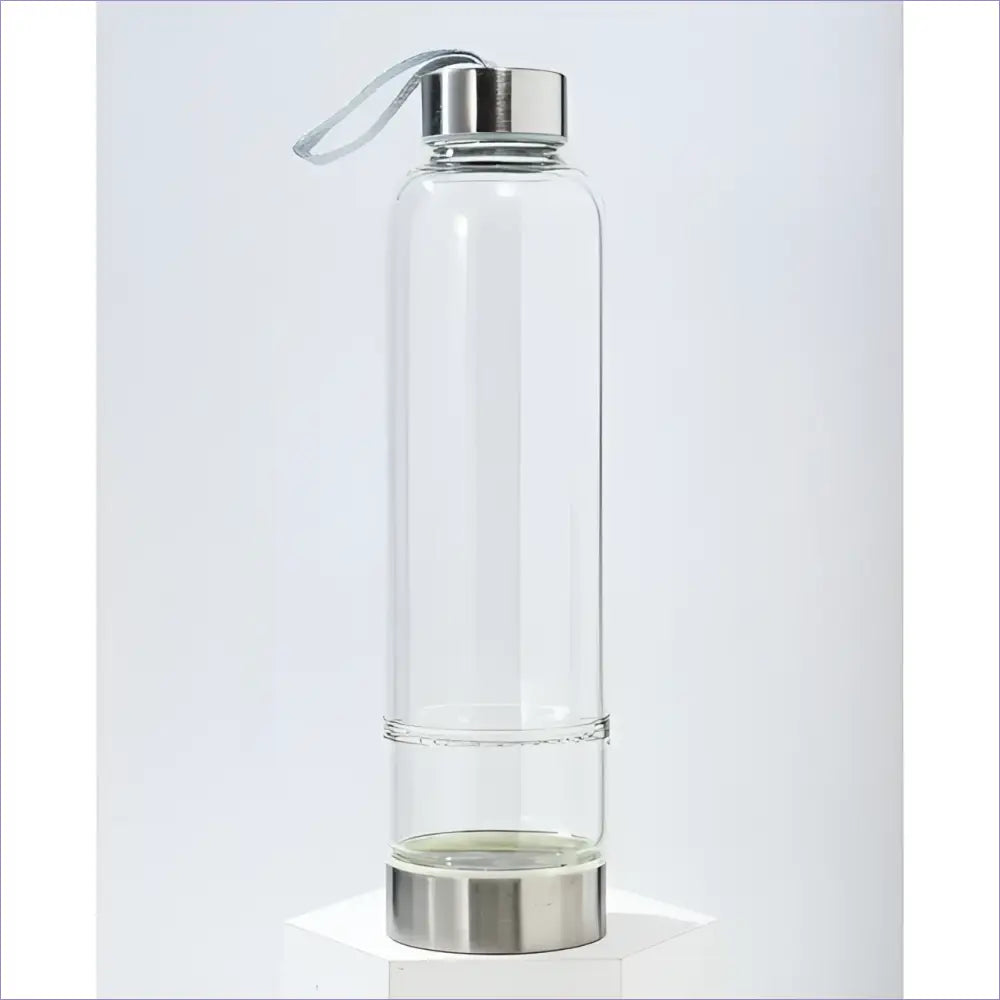 Crystal Infuser Water Bottle – Glass Elixir Bottle - Silver Basic Bottle