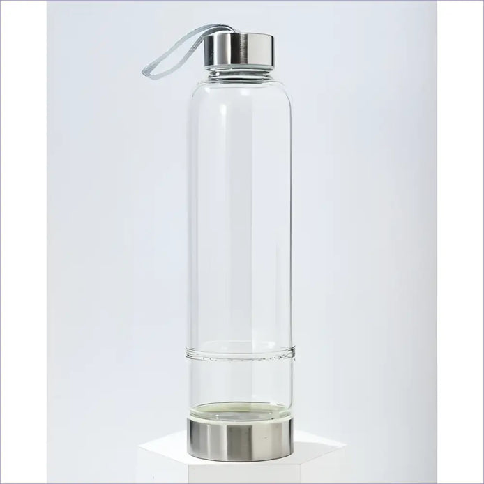 Crystal Infuser Water Bottle – Glass Elixir Bottle - Silver Basic Bottle