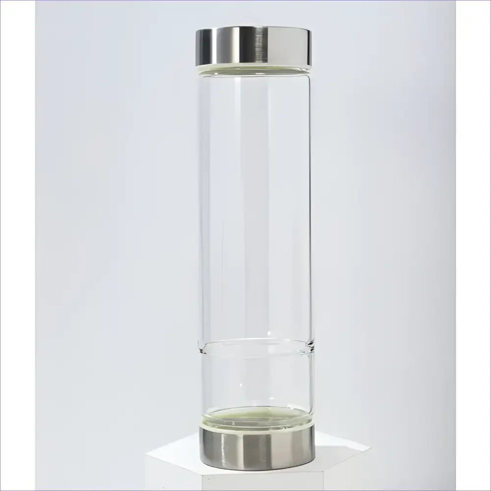 Crystal Infuser Water Bottle – Glass Elixir Bottle - Silver Basic Bottle B