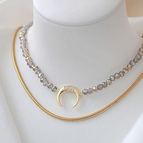 Austrian Crystal Crescent Moon Choker