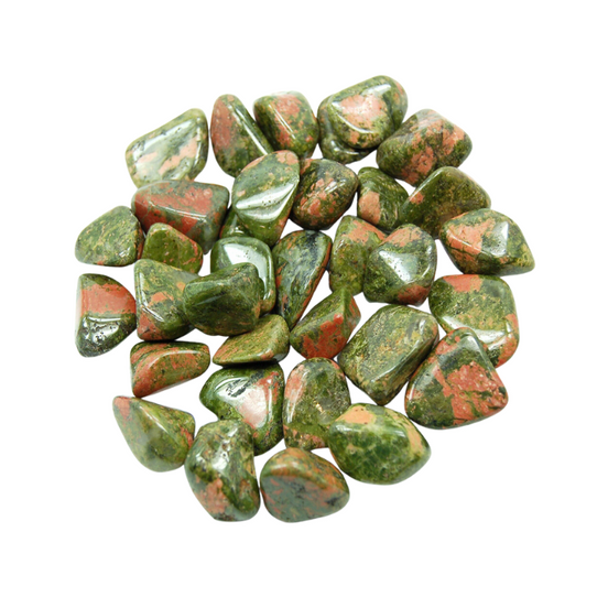 Set of 10 Tumbled Green Unakite
