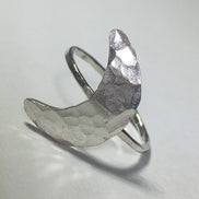 Hammered Silver Crescent Moon Ring