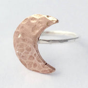 Hammered Silver Crescent Moon Ring