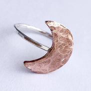 Hammered Silver Crescent Moon Ring