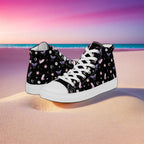 Woman's Hightop Sneakers - Black Crystal Moon Moth Hightop Sneakers