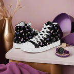 Woman's Hightop Sneakers - Black Crystal Moon Moth Hightop Sneakers
