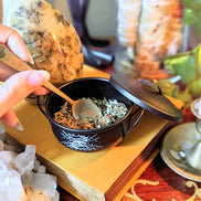 Mystic Cauldron for rituals and spellwork with mystical designs. Perfect for burning herbs, holding crystals, or enhancing your altar. Available at Goddess Provisions