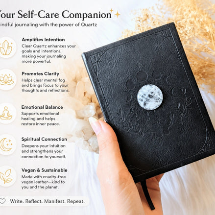 Vegan Leather Diary with Quartz Crystal