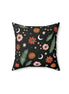 Orange Floral Vegan Suede Pillow