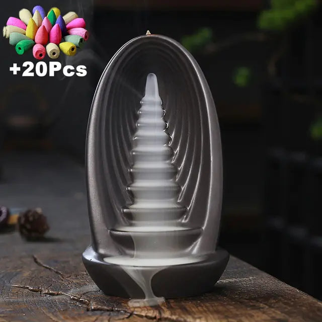 Clay Waterfall Backflow Incense Holder