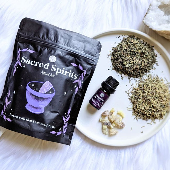 Explore the Sacred Spirits Ritual Kit, featuring tools for herbal essence creation, candle magick, and grounding rituals. Perfect for manifesting intentions. Available at Goddess Provisions.