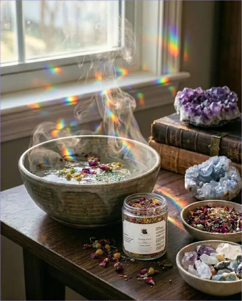 Herbal facial steam for skincare, relaxation, and ritual self care