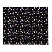 Black Crystal Moon Moth Throw Blanket
