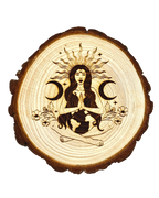 Mother Gaia Wooden Altar Tile – Earth Goddess Altar Decor | Exclusive Witch Ritual Tool for Spiritual Renewal | Goddess Provisions Design