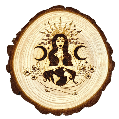 Mother Gaia Wooden Altar Tile – Earth Goddess Altar Decor | Exclusive Witch Ritual Tool for Spiritual Renewal | Goddess Provisions Design