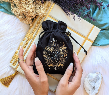 Crystal Infused Psychic Intentions Tarot Pouch, tarot and oracle accessory, photo 2