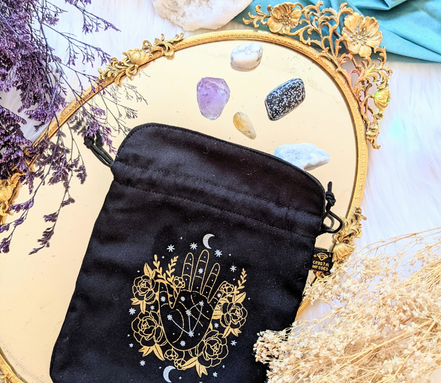 Crystal Infused Psychic Intentions Tarot Pouch, tarot and oracle accessory, photo 3