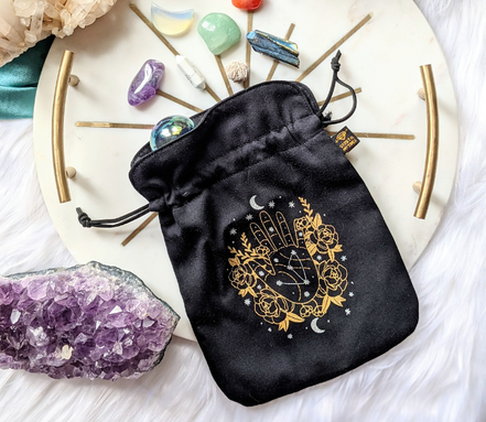Crystal Infused Psychic Intentions Tarot Pouch, tarot and oracle accessory, photo 5