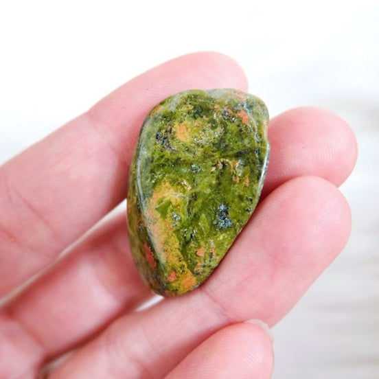 Set of 10 Tumbled Green Unakite