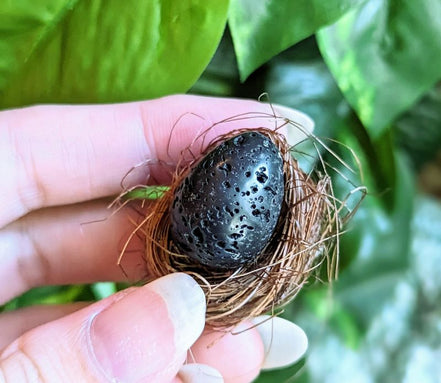 Black Lava Stone Thinking Egg, healing crystal, photo 4