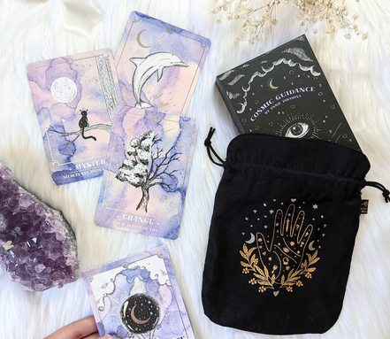 Crystal Infused Psychic Intentions Tarot Pouch, tarot and oracle accessory, photo 6