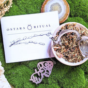 Ostara Ritual Tea & Ostara Booklet by Magic Fairy Candles and Herbal Alchemy Tea Infuser available at Goddess Provisions