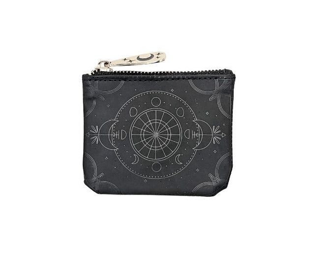 Black Celestial Magic Coin Purse with white background available at Goddess Provisions