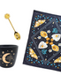 Celestial Tea Set including mug, tea towel, and golden spoon. Available at Goddess Provisions.