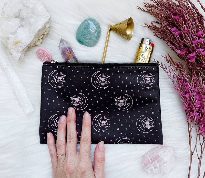 Color Changing Pouch | Color Changing Purse | Make Up Bag | Coin holder with lighter and candle snuffer and crystals | Goddess Provisions