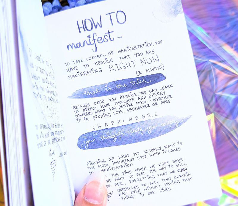 Dreamy moons manifest workbook featuring journal prompts and vision boards