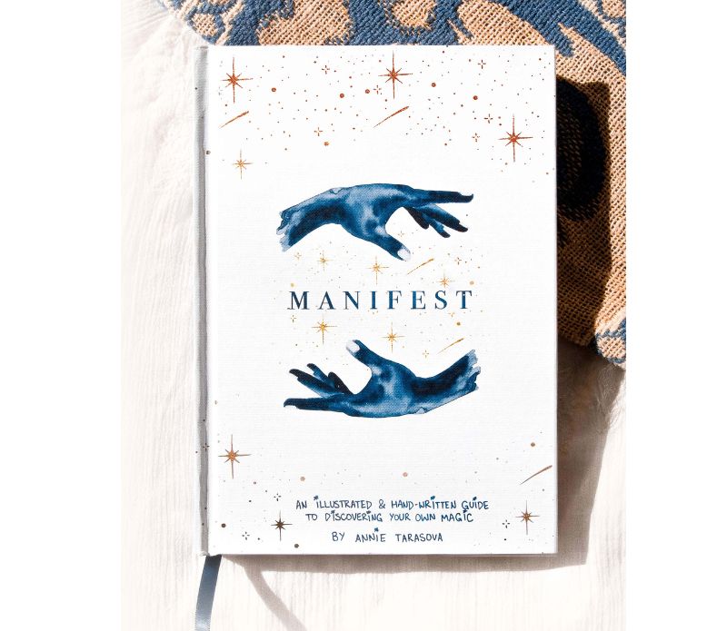 Dreamy moons manifest workbook featuring journal prompts and vision boards. Available at Goddess Provisions