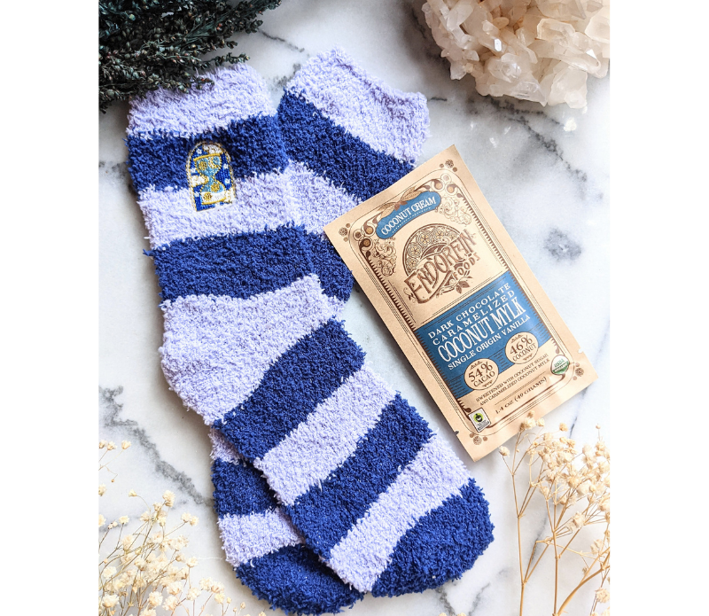 Fuzzy Dreams Socks with dark chocolate Caramelized Coconut Milk from Goddess Provisions