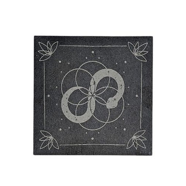 Infinite Magic Altar Tile with serpent image and flowers in the corners.  Available at Goddess Provisions