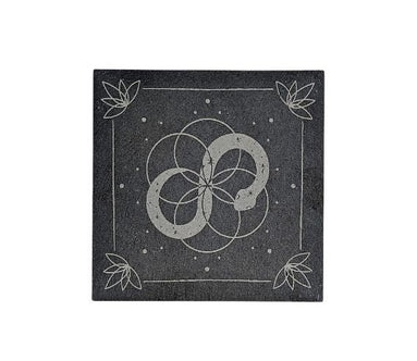 Infinite Magic Altar Tile with serpent image and flowers in the corners.  Available at Goddess Provisions