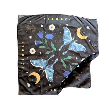 Midnight Garden vegan silk scarf used as an altar cloth, a scarf or a headband. Available at Goddess Provisions