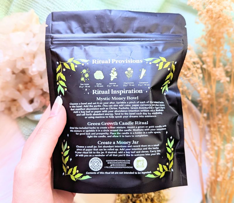 Attract abundance with the Money Magick Ritual Kit. Includes herbs, pyrite, and instructions for creating money bowls, jars, or prosperity rituals. Available at Goddess Provisions.