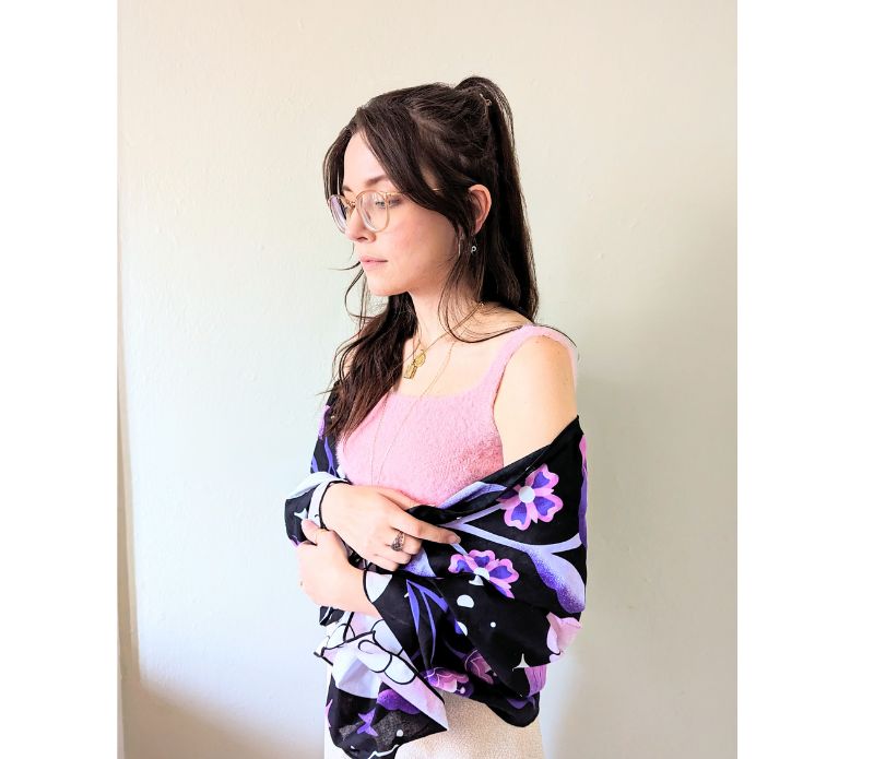 Mystic Moons Drape used as an altar cloth with lunar symbolism. Versatile Mystic Moons textile for altars, decor, or wearing. Available at Goddess Provisions.