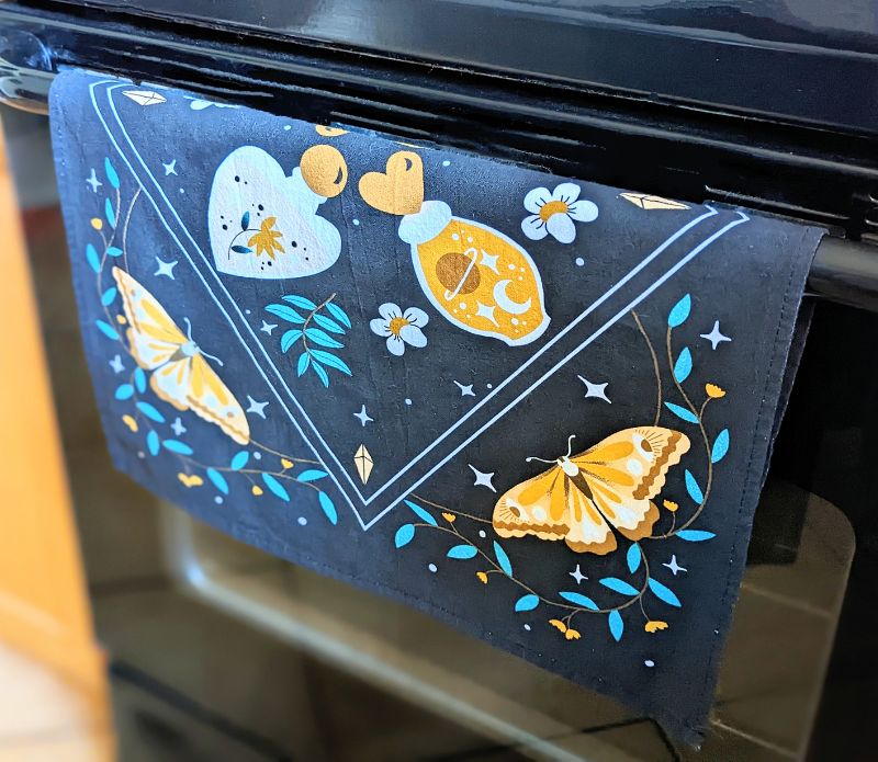 Mystic Nights Tea Towel for ktichen, bathroom or altar space available at Goddess Provisions