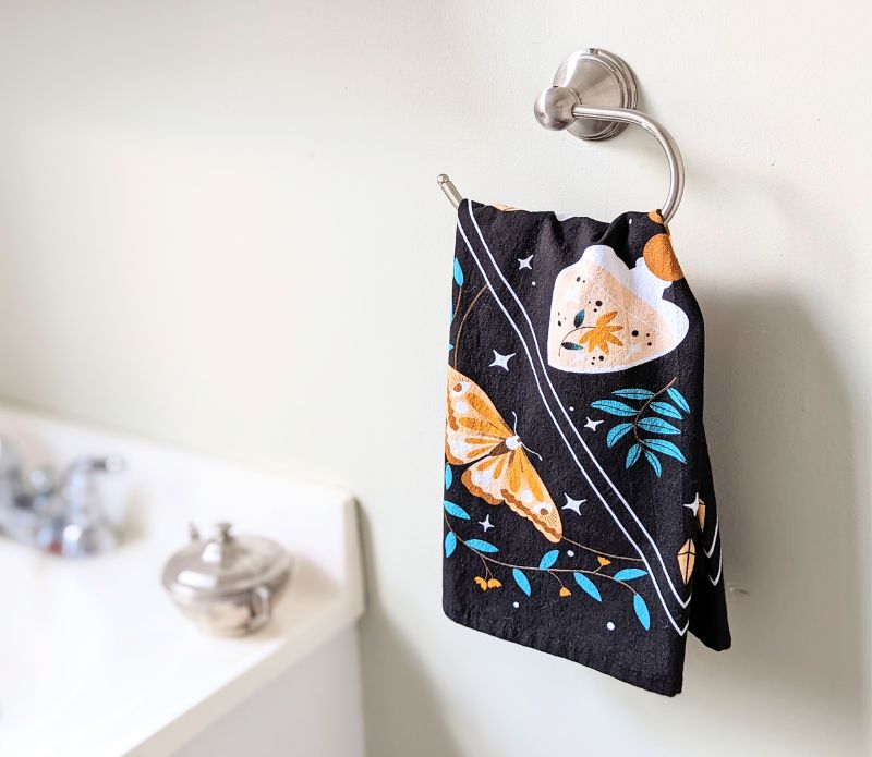 Mystic Nights Tea Towel for kitchen, bathroom or altar cloth available at Goddess Provisions