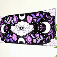 Mystic Moons Drape is used as an altar cloth for rituals. Versatile Mystic Moons textile for altars, decor, or wearing. Available at Goddess Provisions.