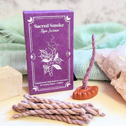 Stupa Smoke Rope Incense and closed box. Available at Goddess Provisions