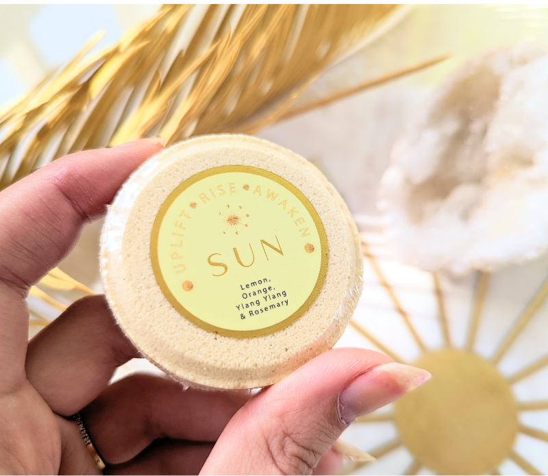 Sun Shower Steamer - Orange - Lemon - Ylang Ylang and Rosemary essential oil by Atma Botânica available at Goddess Provisions