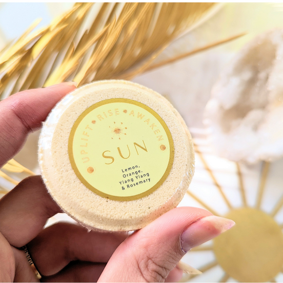 Sun Shower Steamer - Orange - Lemon - Ylang Ylang and Rosemary essential oil by Atma Botânica available at Goddess Provisions