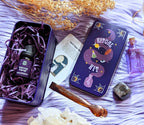 Elevate your spiritual practice with the portable Travel Ritual Kit. Includes brass tongs, glass vial, Smoky Quartz, and essential oil blend for on-the-go rituals. Available at Goddess Provisions.